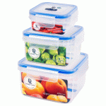 Double Lock Set ชุดกล่องถนอมอาหาร 6 ชิ้นรวมฝา (3 กล่อง/ชุด Set) รุ่น 99123 ความจุ 280/ 750/ 1450 ml.