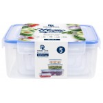 Double Lock ชุดกล่องพลาสติก ถนอมอาหาร 10 ชิ้นรวมฝา (5 กล่อง/ชุด Set) รุ่น 99511